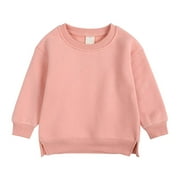 Toddler Baby Clothes Crew Neck Spring Long Sleeve Unisex Girls Boys Solid Color Sweatshirts Kids Clothing